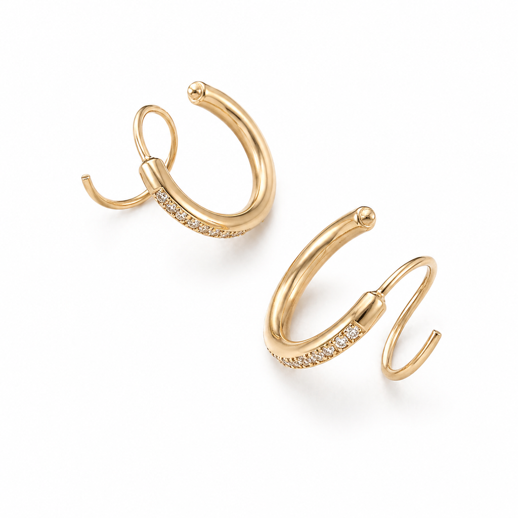 Double Hoop Earrings – 18K Gold | Minimal & Waterproof