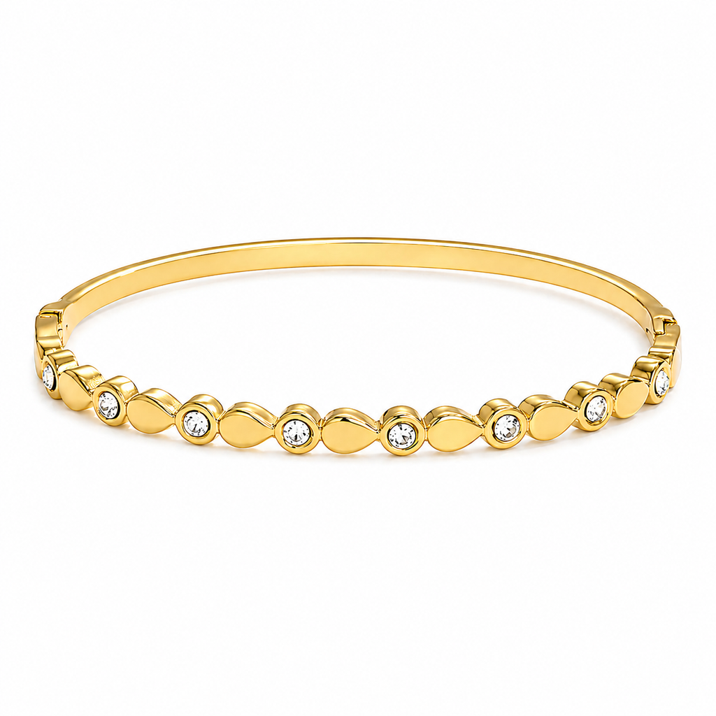 Gold Crystal Bangle – 18K Armreif | Elegant, Waterproof & Minimal
