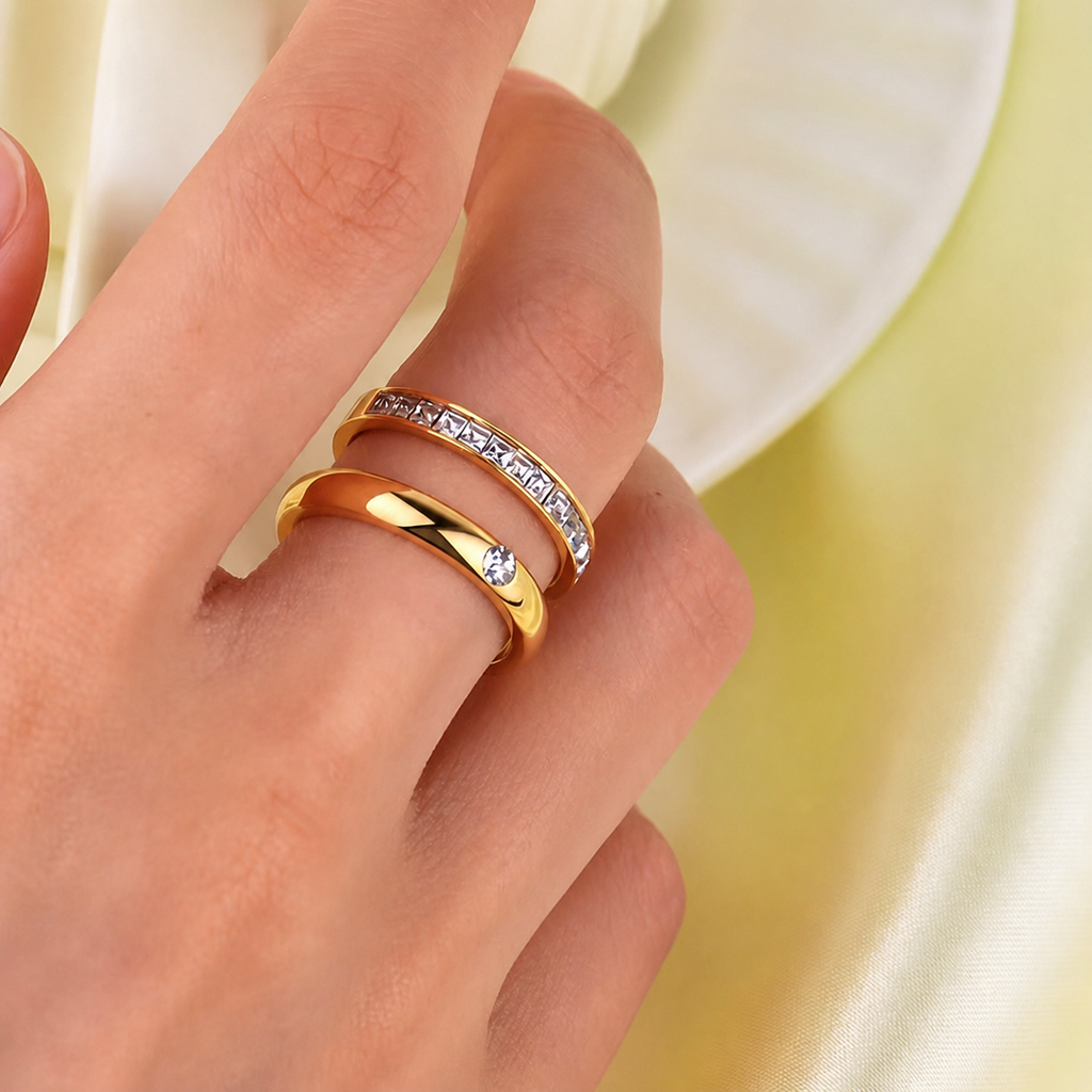 Gold Stacking Rings – 18K | Elegant & Waterproof