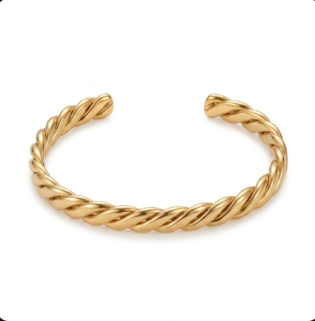 Twisted Gold Cuff – 18K | Minimal & Waterproof