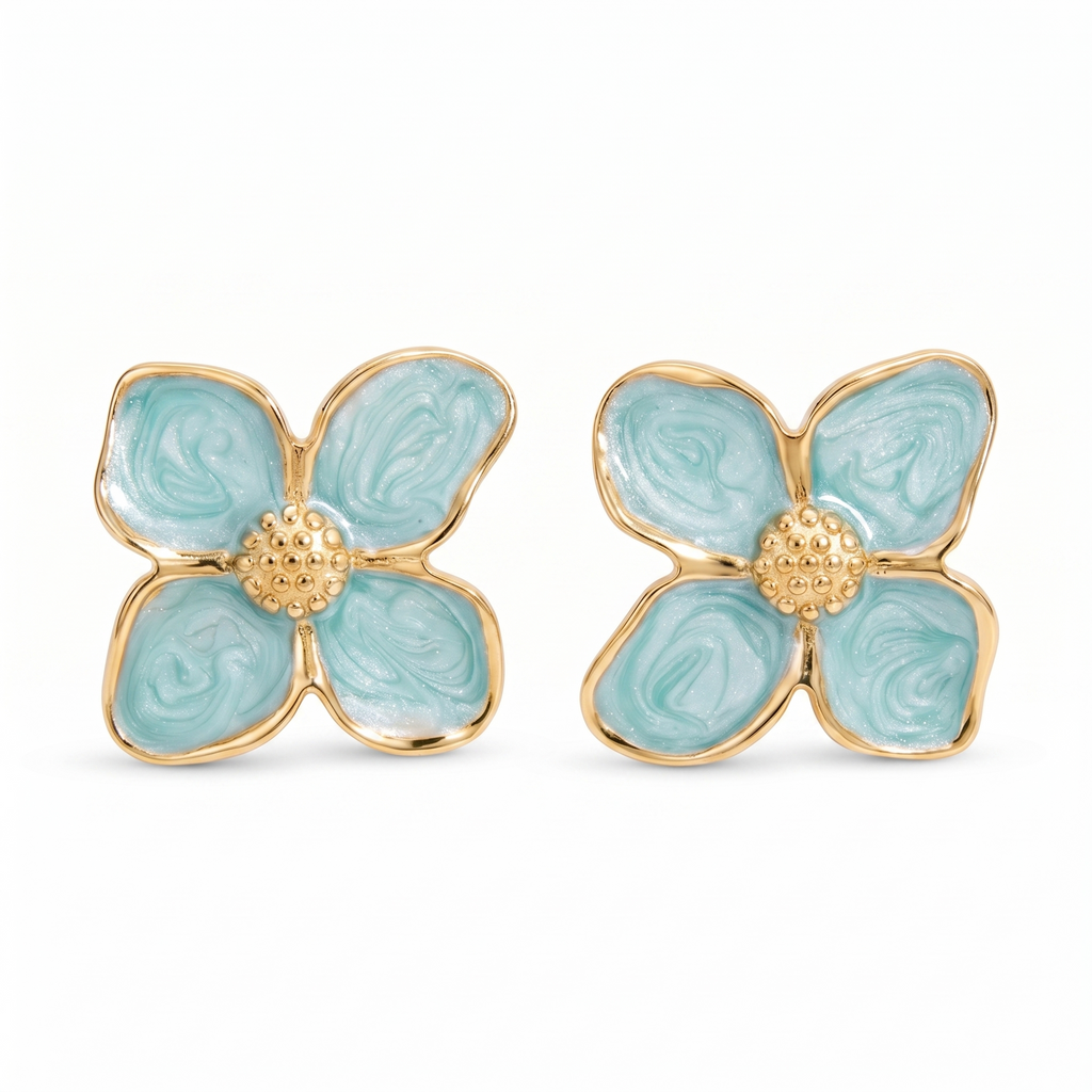 Turquoise Flower Earrings – 18K Gold | Summer Statement
