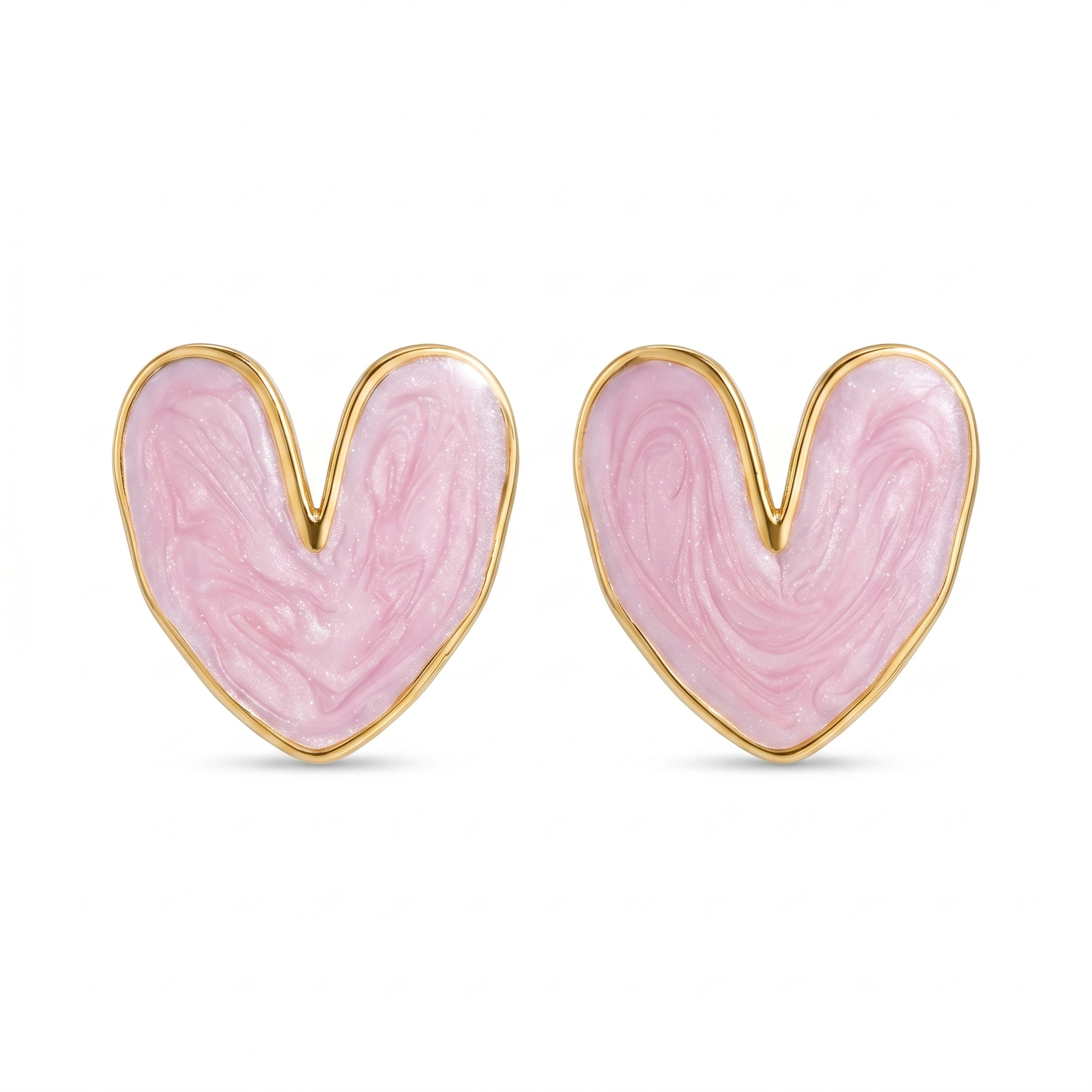 Heart Stud Earrings – 18K Gold | Pink Statement