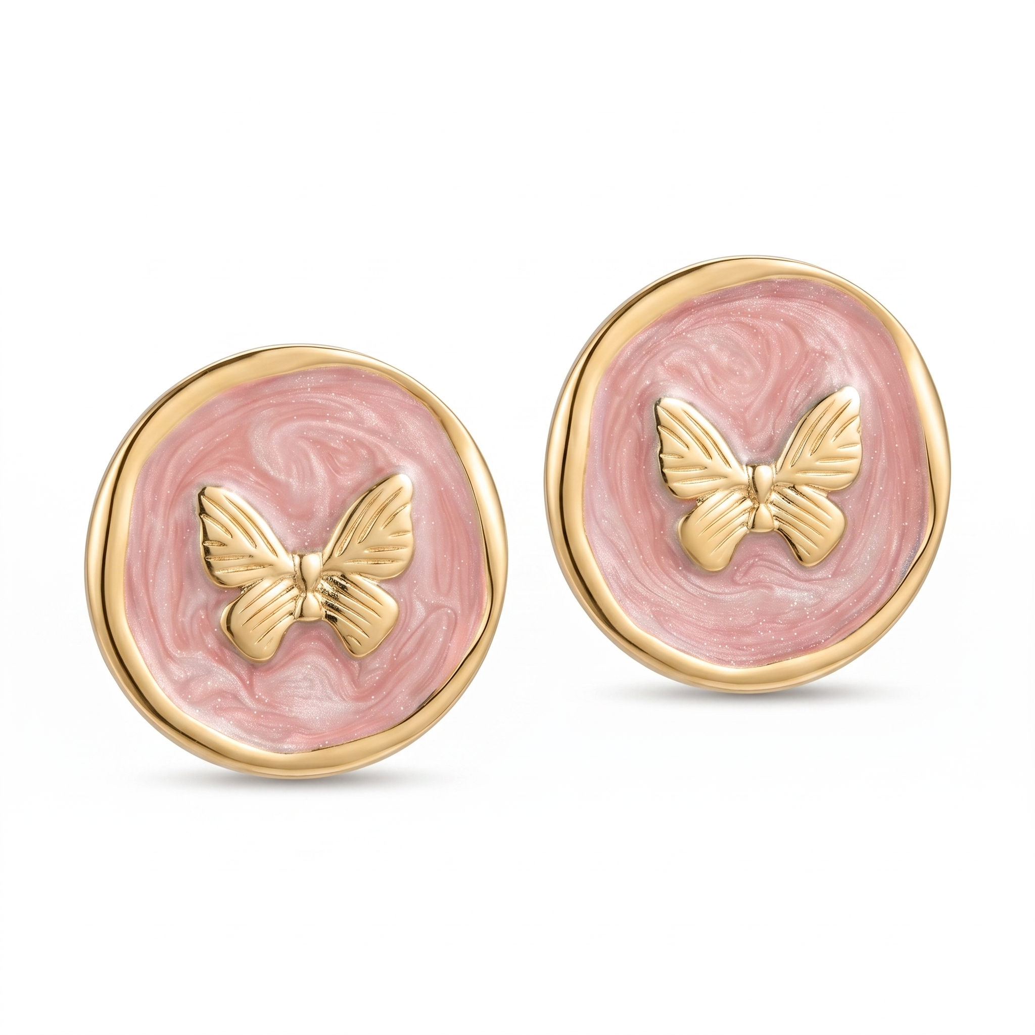 Butterfly Stud Earrings – 18K Gold | Cute & Waterproof