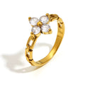 Floral Gold Ring – 18K | Elegant & Waterproof